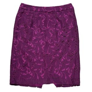 Cabi Magenta Lace Pencil Skirt Size 4 Floral Lace Lined Career